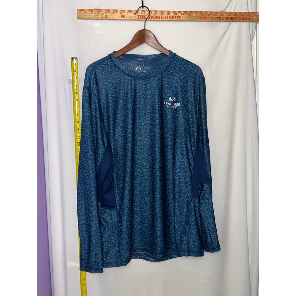 Realtree Fishing Long Sleeve Performance Shirt‎ Men's Size L Blue Heather
